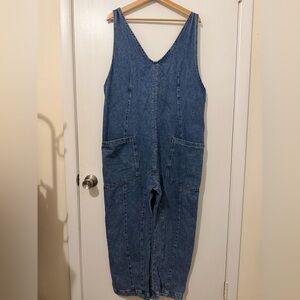 We the free high roller denim jumpsuit overall size L